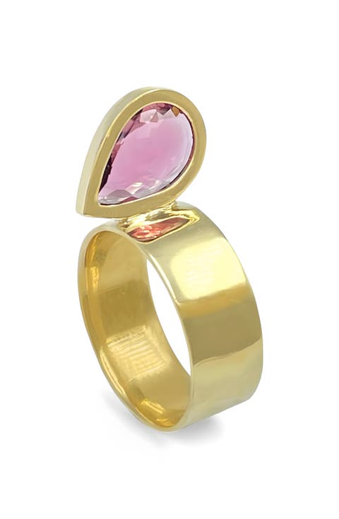 Perched Setting Pink Tourmaline Ring
