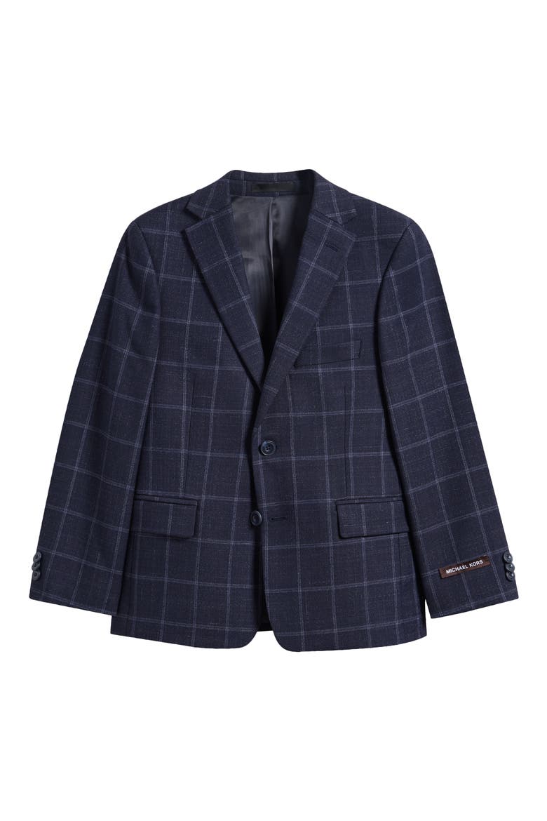 Kids' Plaid Blazer, Main, color, NAVY LARGE PLAID
