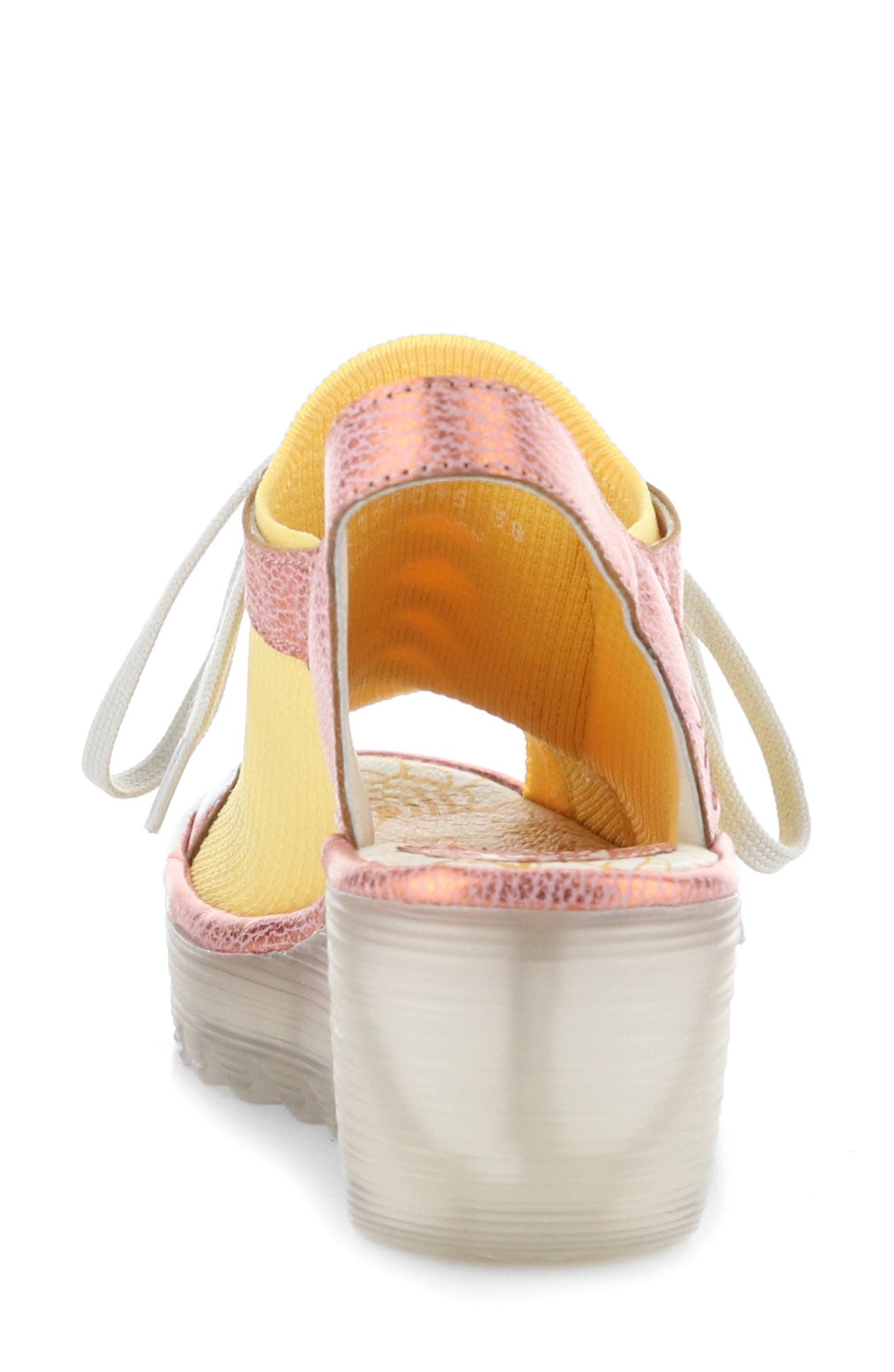 Yedu Lace-Up Wedge Sandal, Alternate, color, 015 SALMON LAMAR/ KNIT