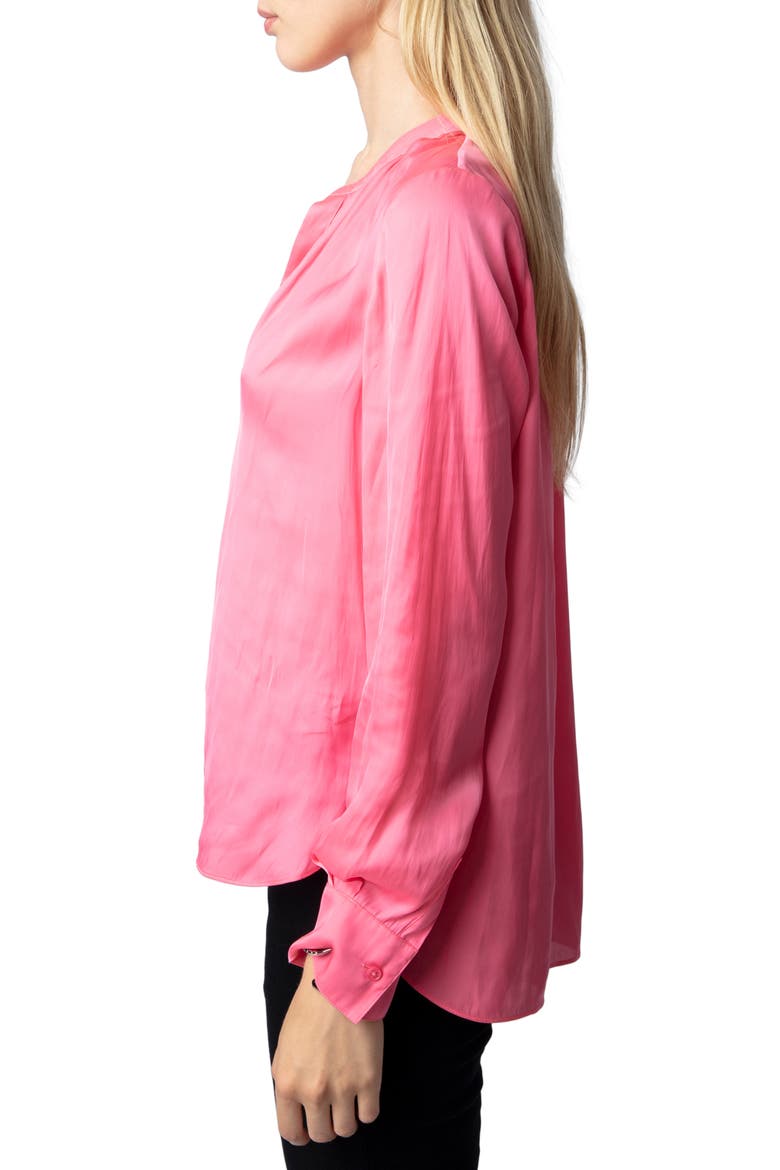 Tink Satin Blouse, Alternate, color, RUBBER