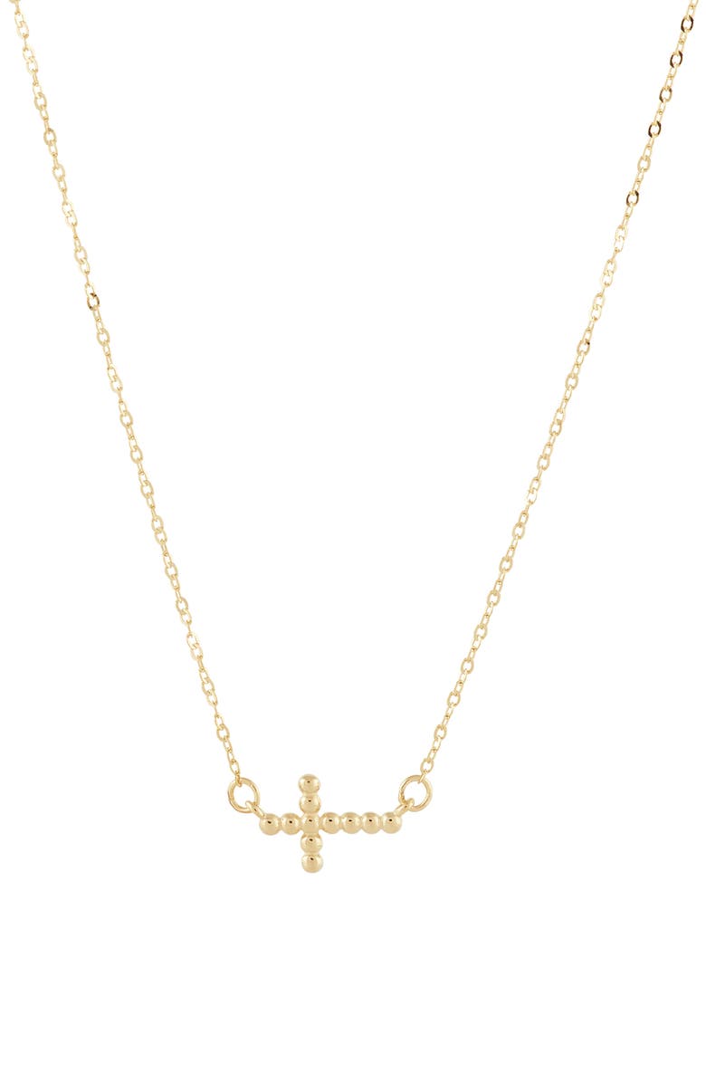Frankie & Zoe Beaded Sideways Cross Pendant Necklace, Main, color, Yellow Gold