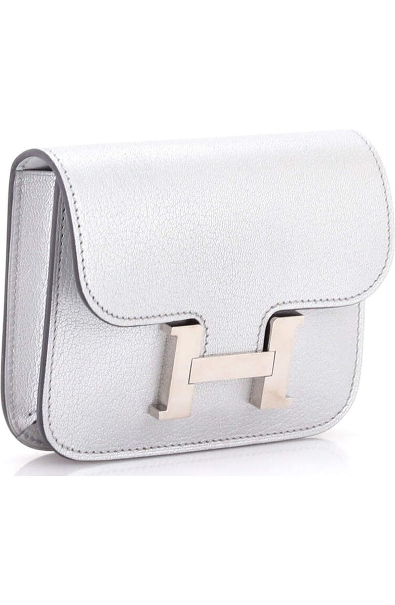 Pre-Owned Hermes Constance Slim Wallet Chevre Chamkilight, Alternate, color, Gris Argente