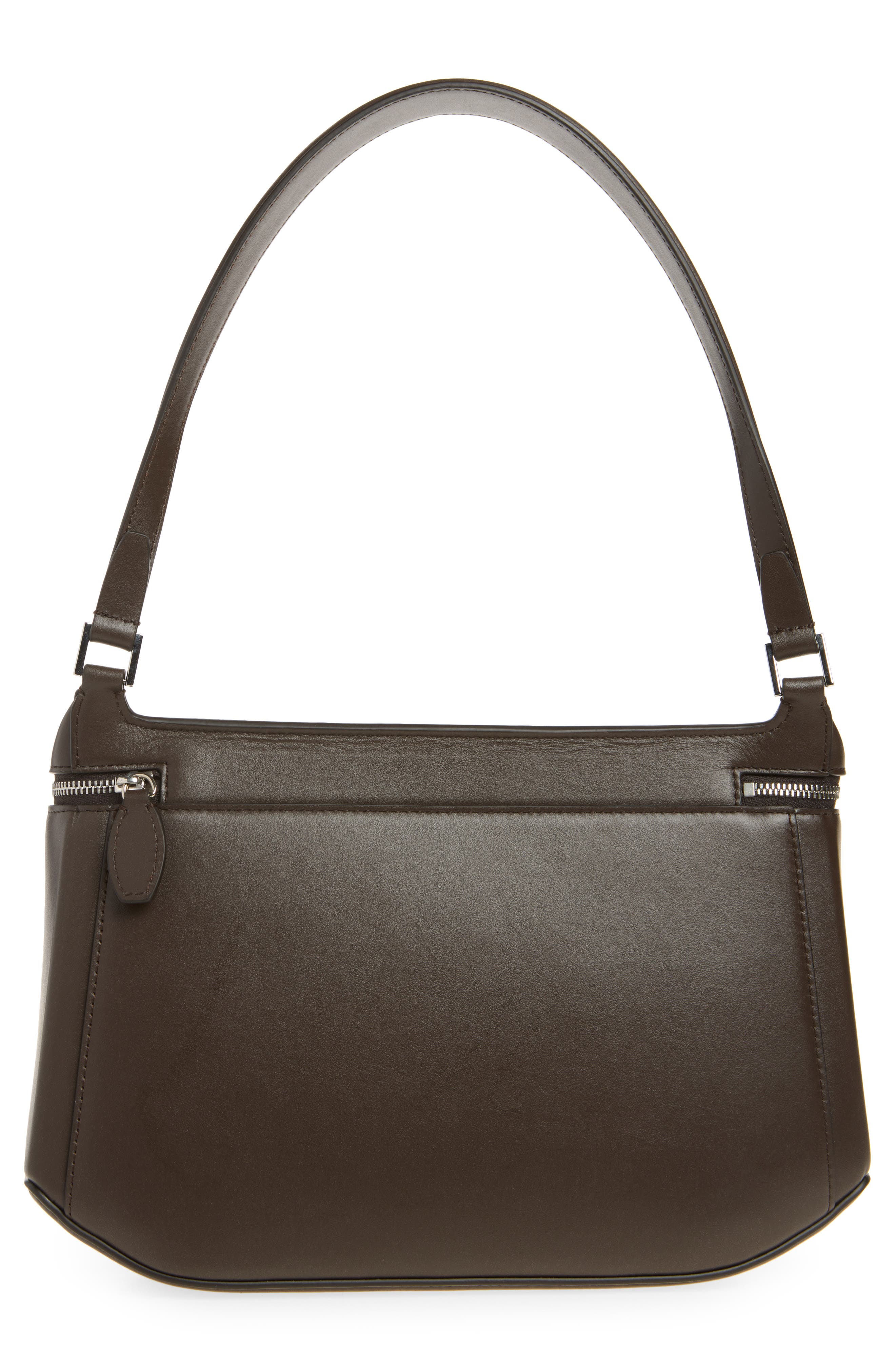 Clip Leather Shoulder Bag, Alternate, color, BROWN