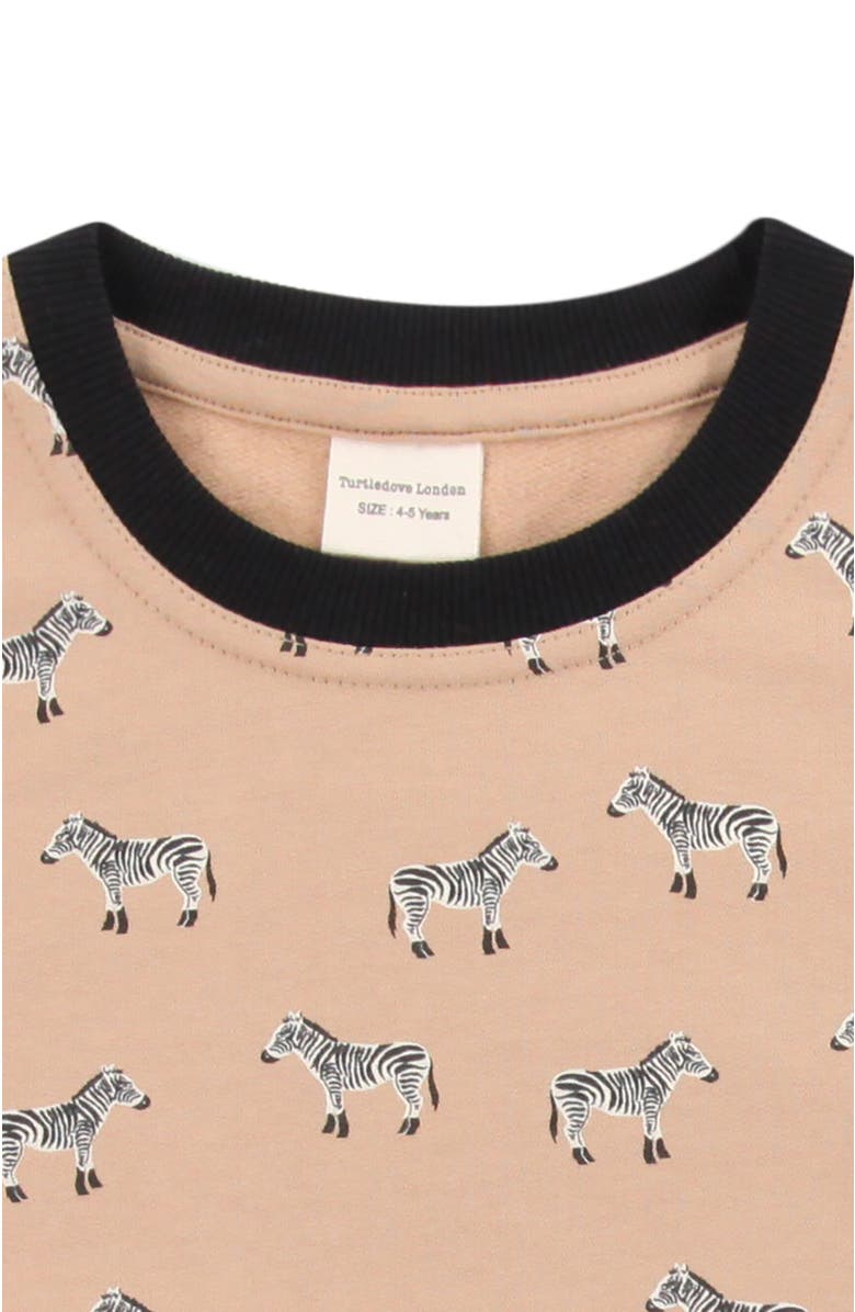 Turtledove London Kids Organic Cotton Zebra Print Sweatshirt, Alternate, color, Beige