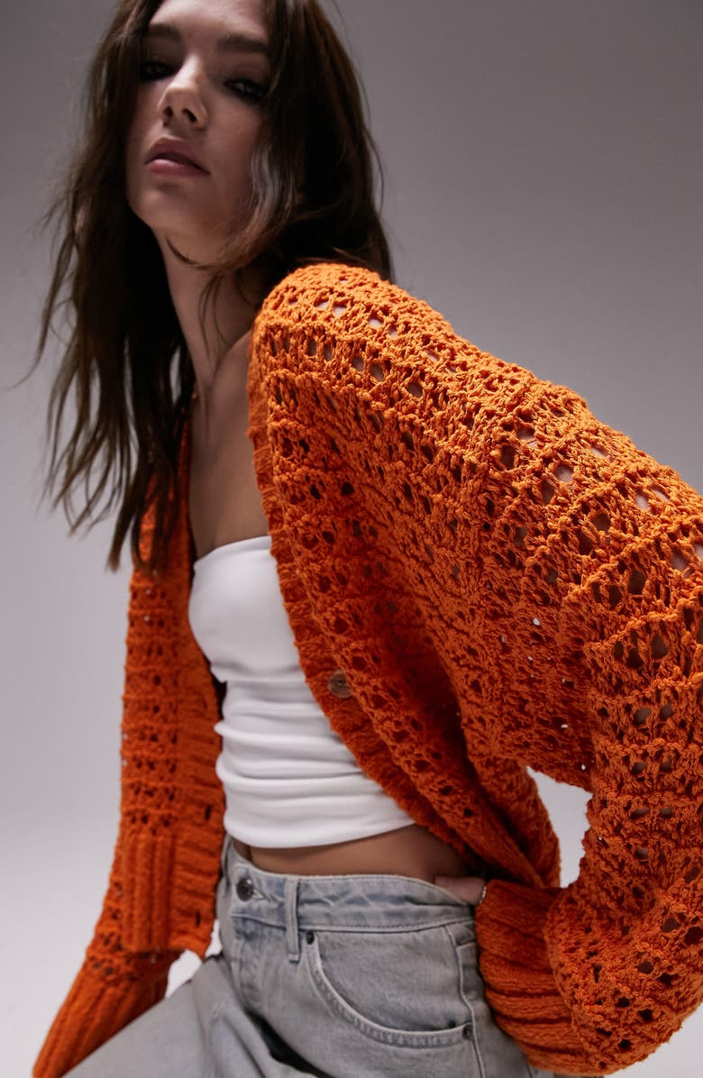 Topshop Open Stitch Cardigan, Alternate, color, 