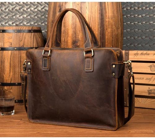 Steel Horse Leather The Viggo Briefcase | Genuine Leather Messenger Bag In Brown