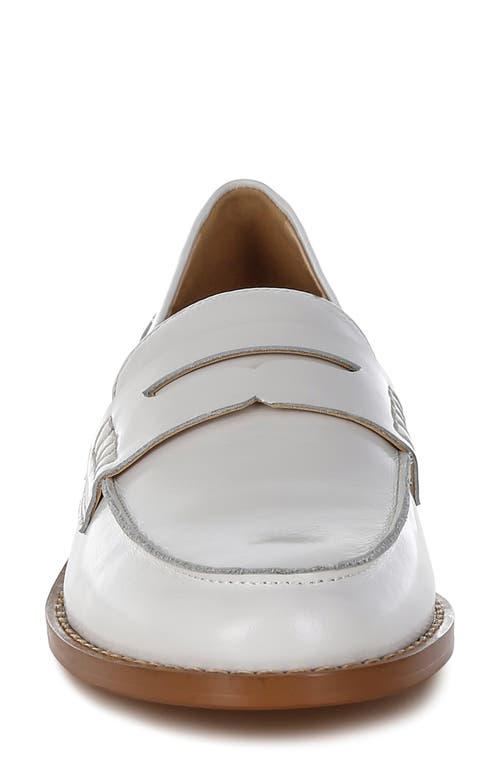Rag & Co Women's Roxana Real Leather Penny Strap Loafers In White In White