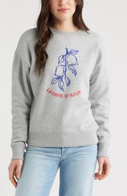Caslon® Embroidered Lemon Azur Graphic Sweatshirt