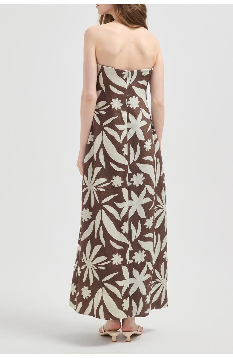 nuaje nuaje Rhea Strapless Midi Linen Dress, Alternate, color, Walnut Agave
