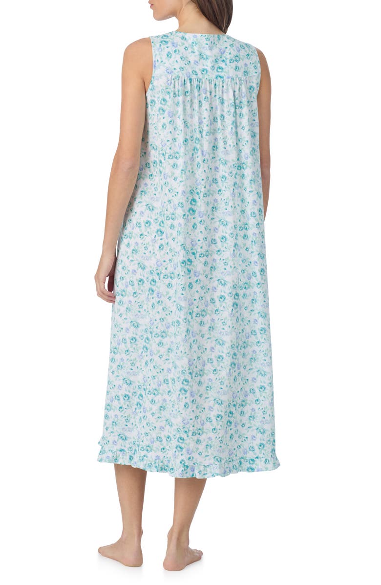 Eileen West Sleeveless Cotton Nightgown, Alternate, color, Aquamult