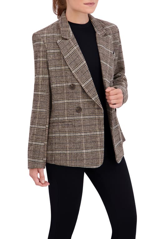 Ookie & Lala Plaid Double Breasted Blazer In Brown