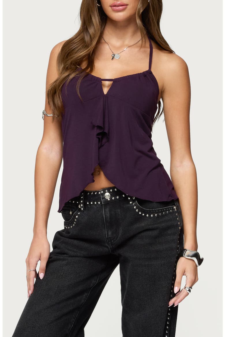 Lorenna Split Front Halter Top, Main, color, PURPLE