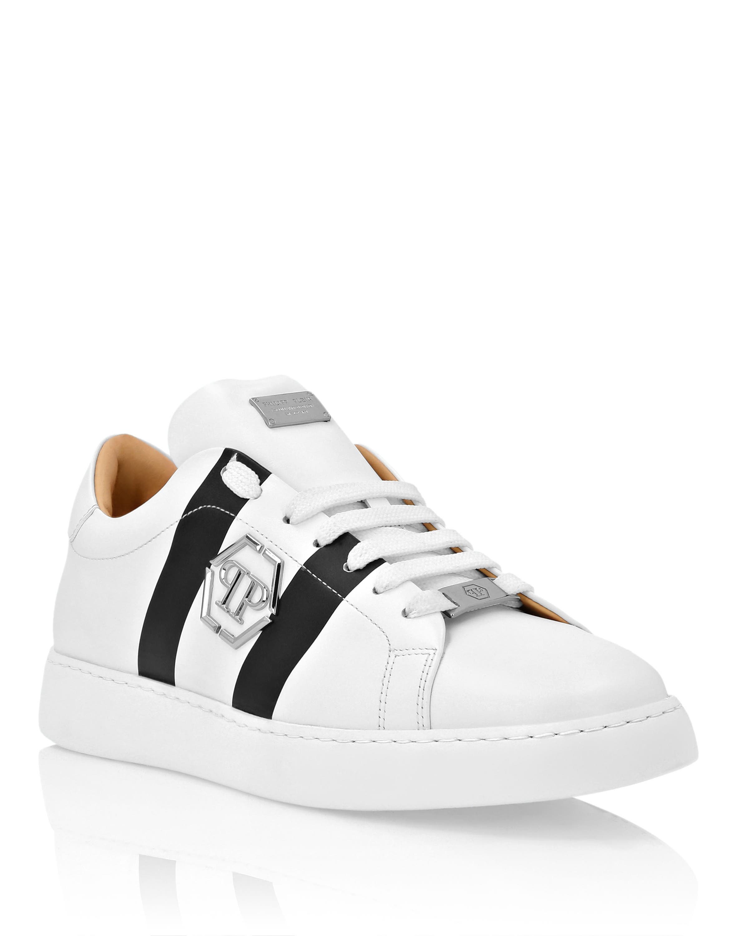 Leather Lo-Top Sneakers Hexagon Ultra Unisex, Main, color, white/black