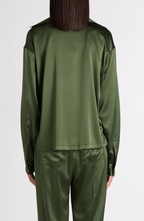 Tom Ford Stretch Silk Satin Polo In Green