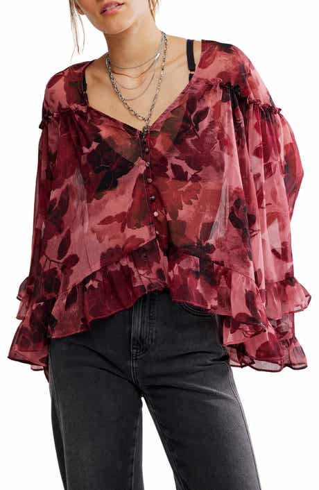 Free People Day Dreaming Ruffle Trim Top