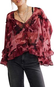 Free People Day Dreaming Ruffle Trim Top