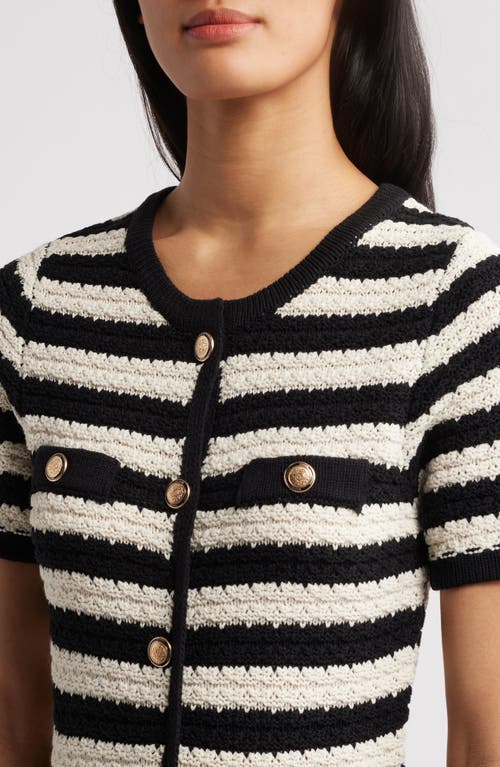 Zoe And Claire Stripe Midi Sweater Dress In Black