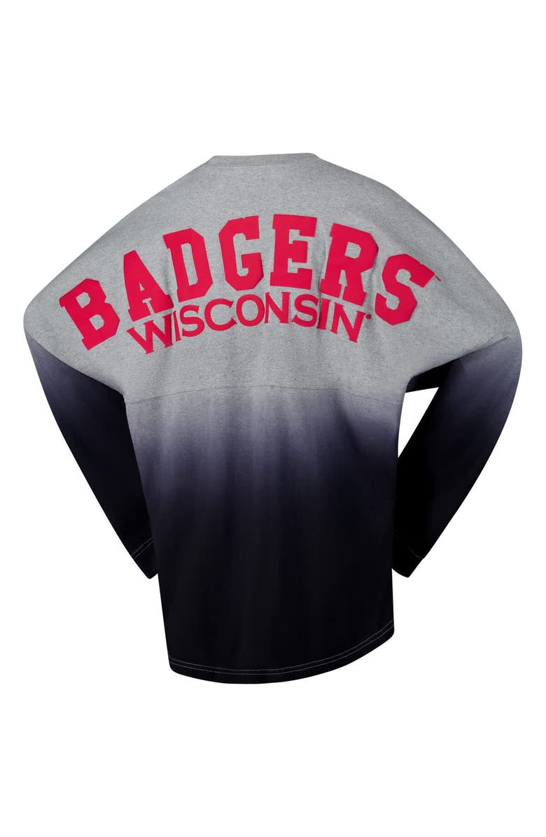 SPIRIT JERSEY Unisex Spirit Jersey Red/Gray Wisconsin Badgers Ombre Long Sleeve T-Shirt, Alternate, color, Red