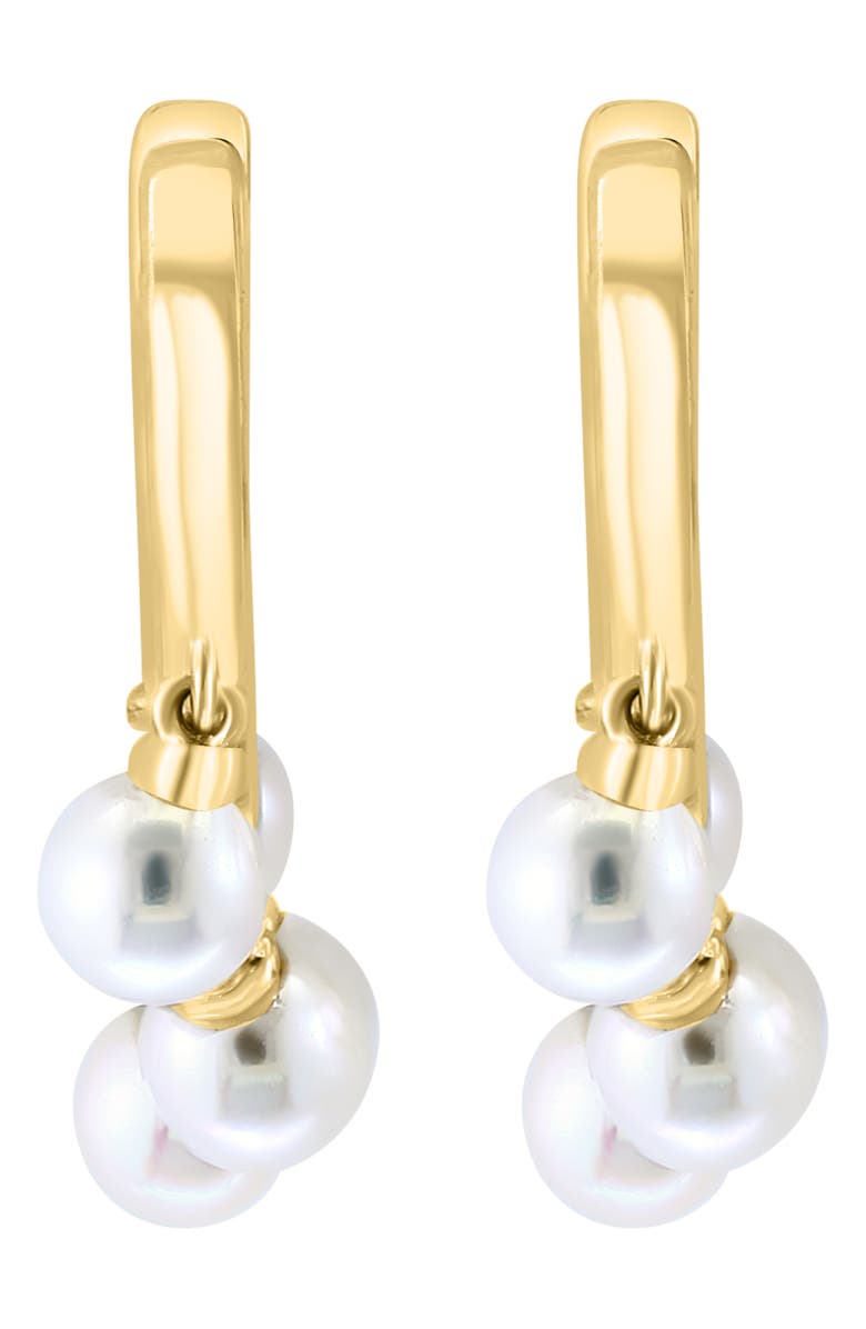 EFFY 14K Yellow Gold 3mm Freshwater Pearl Charm Huggie Hoop Earrings, Alternate, color, Gold
