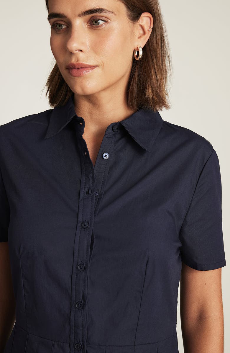 Mavi Jeans Pleated Cotton Mini Shirtdress, Alternate, color, 