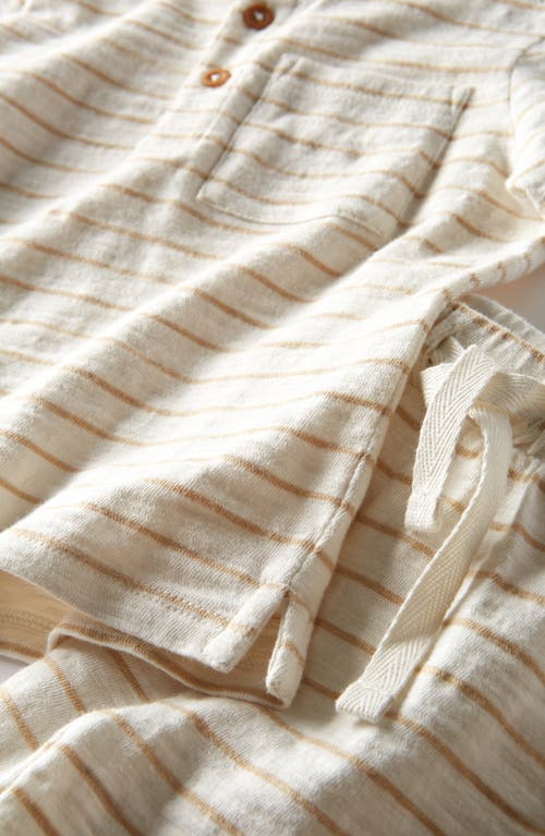 NORDSTROM NORDSTROM STRIPE SHORT SLEEVE HENLEY & DRAWSTRING SHORTS SET