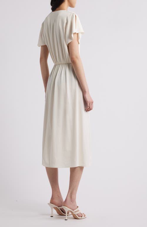 HUGO BOSS BOSS DIESHANA FLUTTER SLEEVE MIDI DRESS 