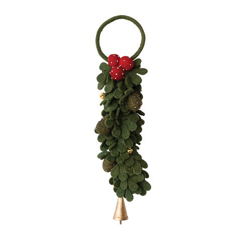 Wool Felt Leaves & Berries Door Hanger with Iron Bells