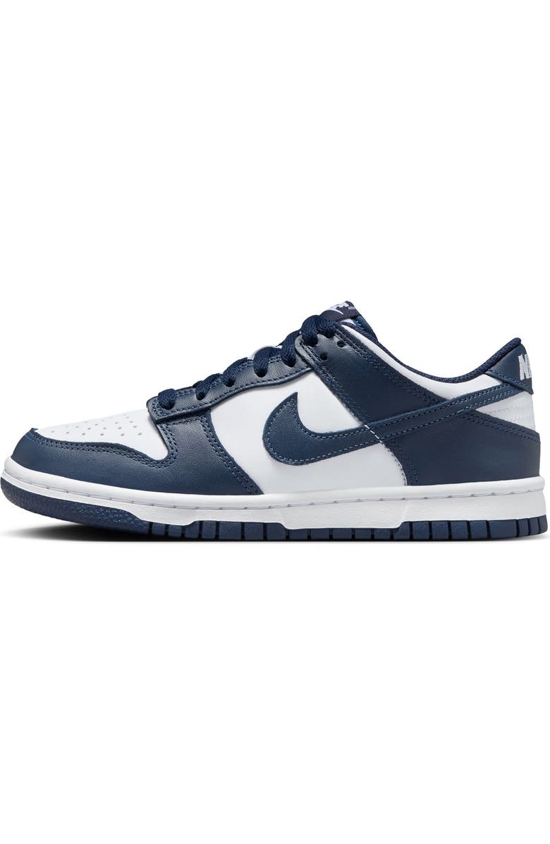 Nike Kids' Dunk Low Basketball Sneaker, Alternate, color, White/ Midnight Navy/ White