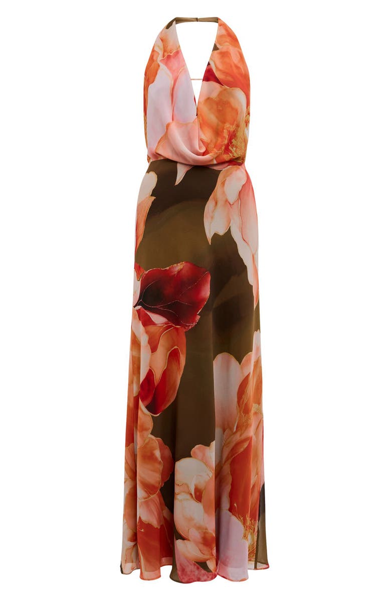 Ever New Marina Cowl Neck Halter Gown, Alternate, color, Aurelia Floral