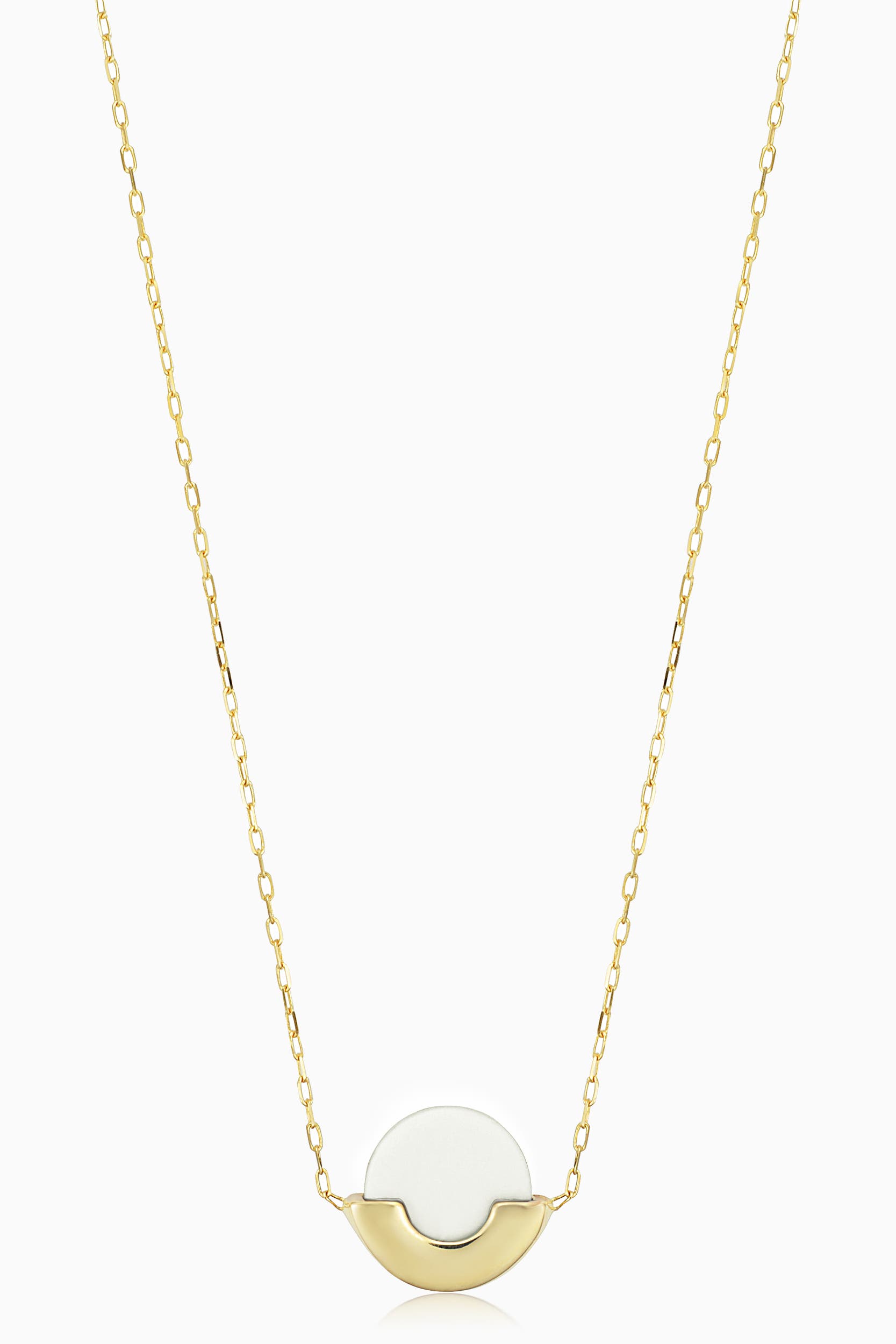 Oradina 14K Gold Stone Purse Pendant Necklace in Gold/mother Of Pearl 