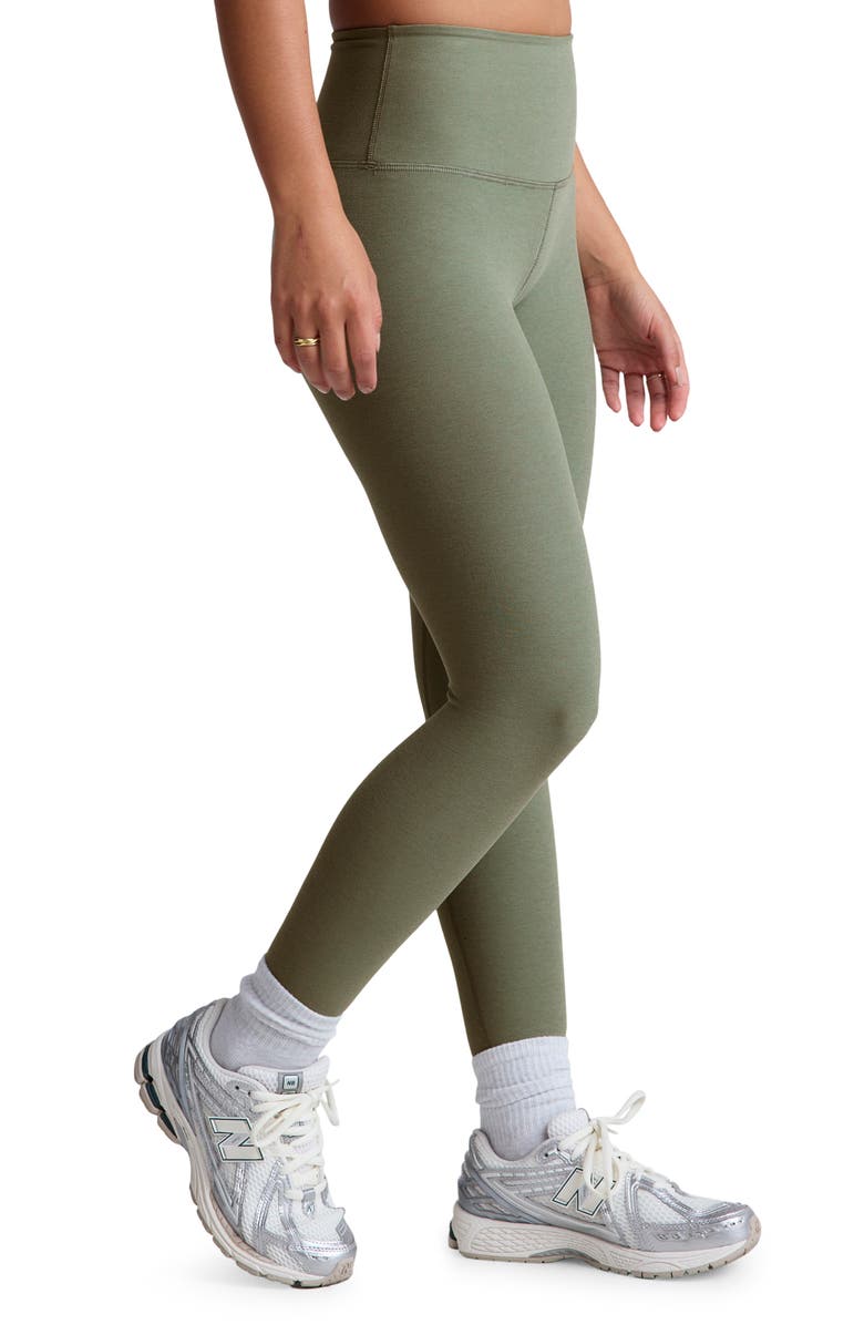 Beyond Yoga Caught in the Midi High Waist Leggings, Alternate, color, Grey Sage Heather