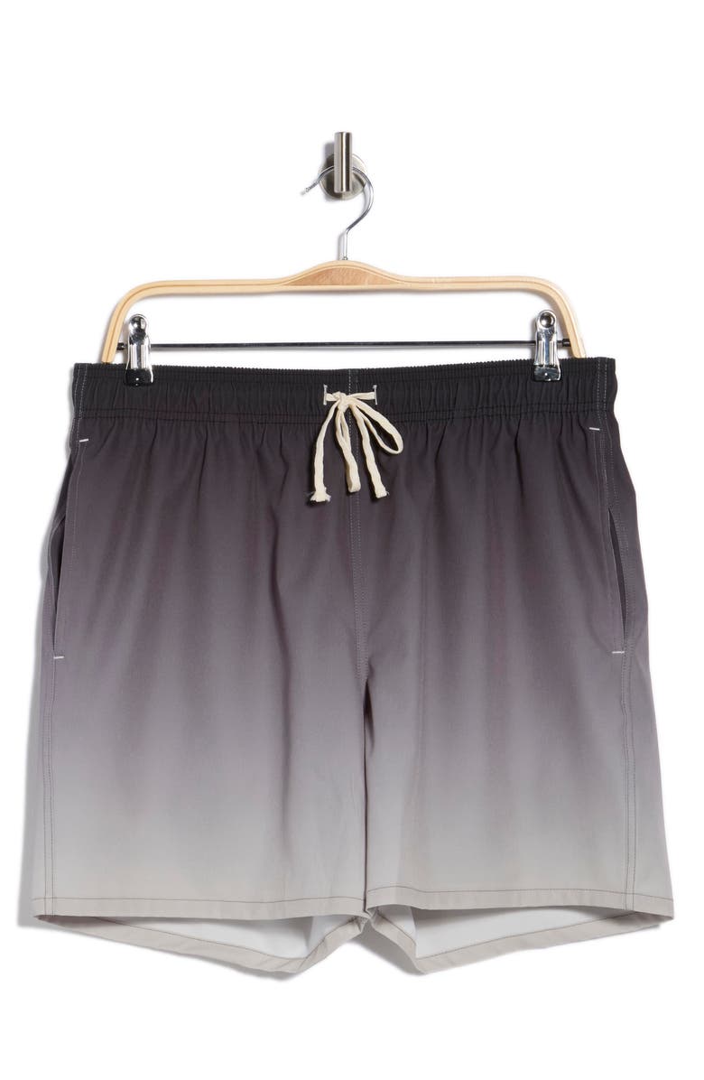 Rainforest Ombrè Swim Trunks, Main, color, Black To Birch Ombre