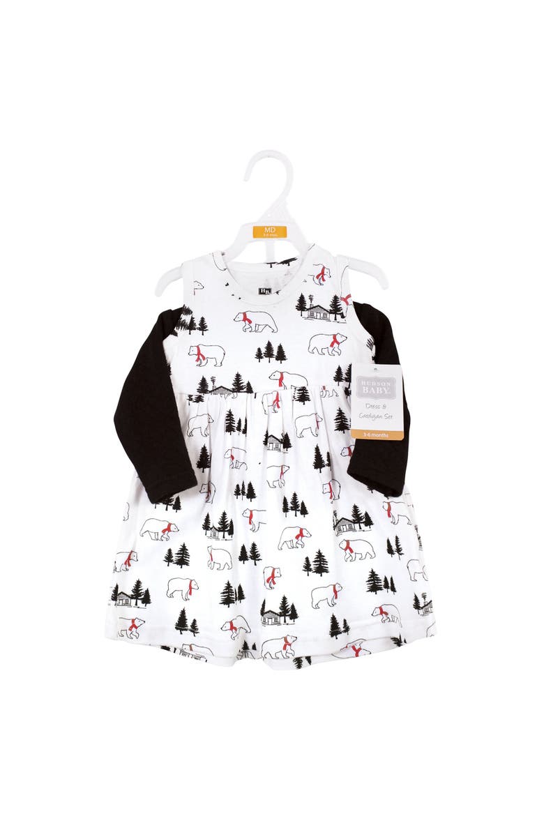 Quilted Cardigan and Dress, Alternate, color, Winter Bear