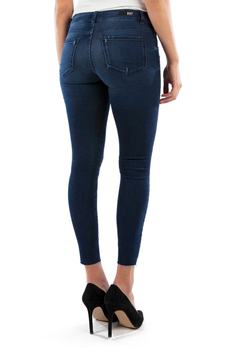 KUT from the Kloth Connie High Waist Raw Hem Ankle Skinny Jeans, Alternate, color, 