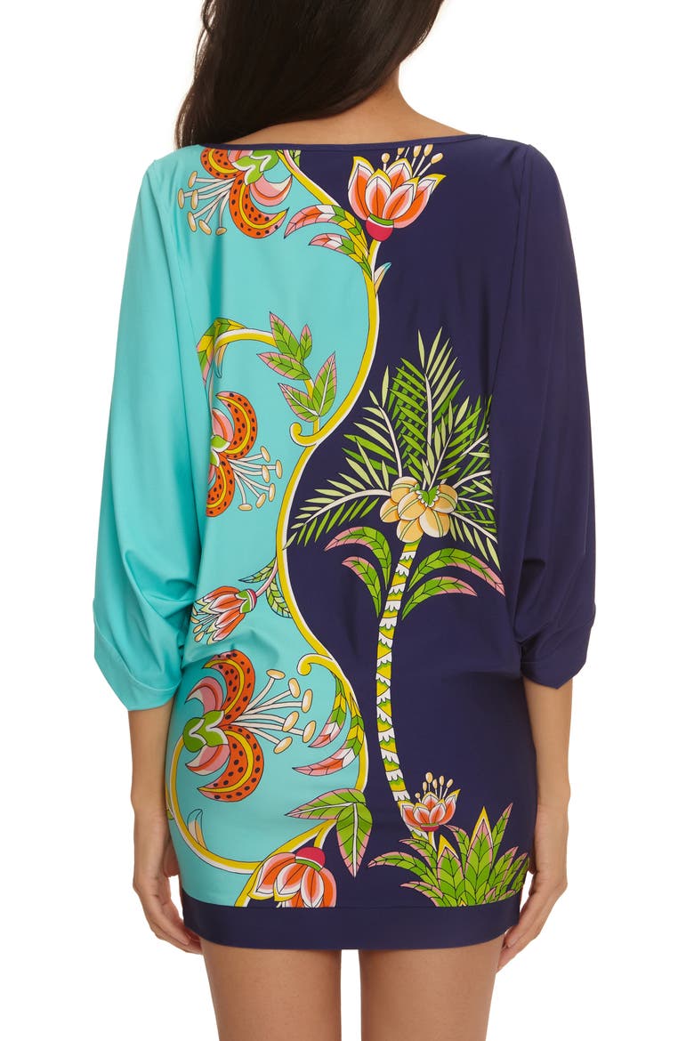 Flamingo Print Cover-Up Dress, Alternate, color, BLUE MULTI