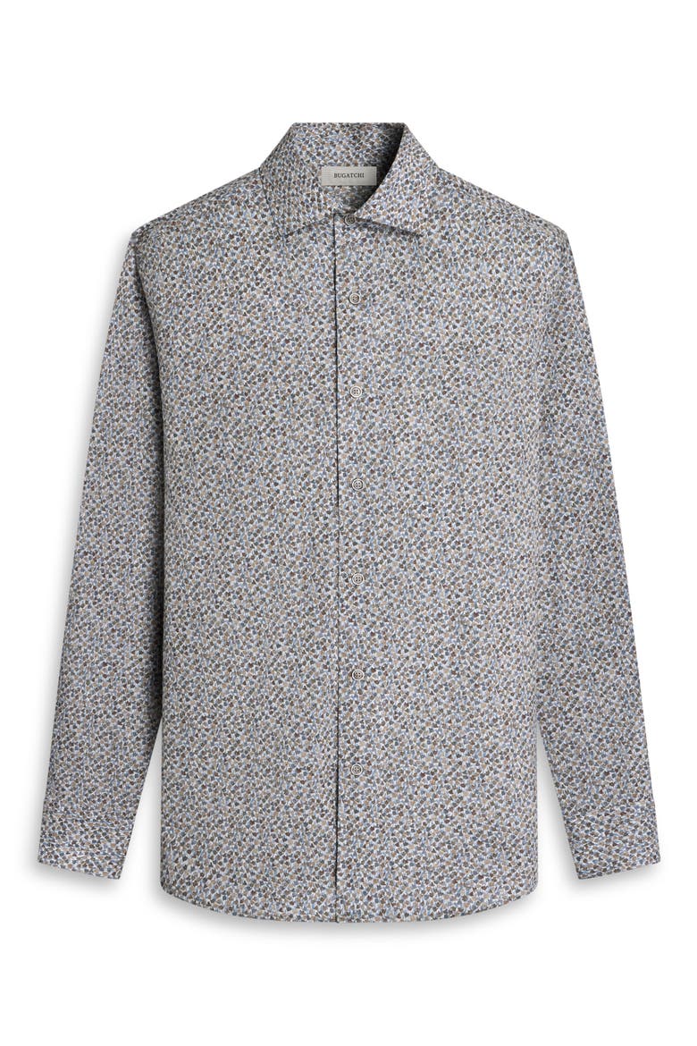 Alvin Shaped Fit Print Button-Up Shirt, Alternate, color, WALNUT