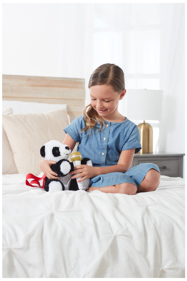 Plush Panda Bear Toy with Sing Along Microphone, Alternate, color, BLACK AND PINK