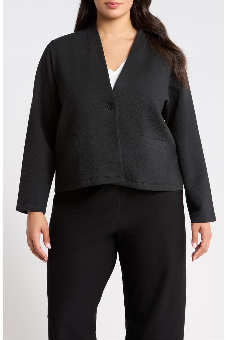 High Collar Crop Jacket, Main, color, BLACK