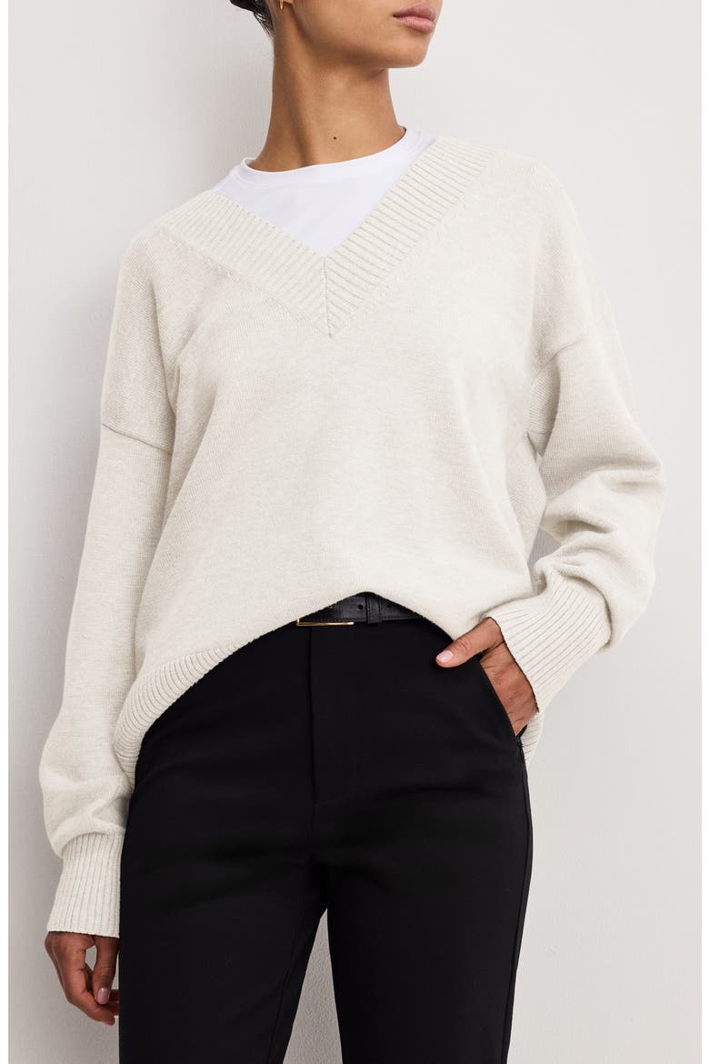 Oversize V-Neck Sweater, Main, color, VANILLA001