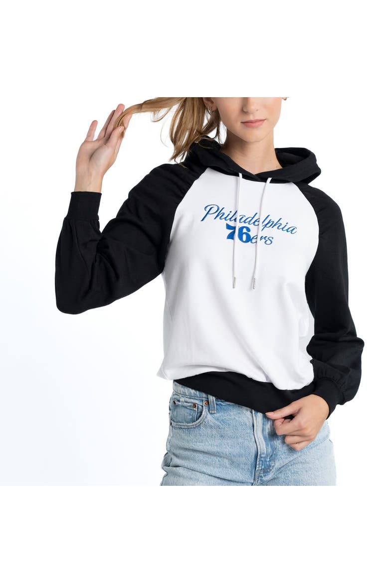 Women's Lusso White Philadelphia 76ers Marlowe Tri-Blend Raglan Pullover Hoodie, Alternate, color, White