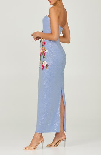 Silvia Floral Sequin Strapless Cocktail Dress
