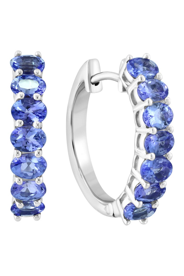 Sterling Silver Tanzanite Hoop Earrings, Main, color, PURPLE