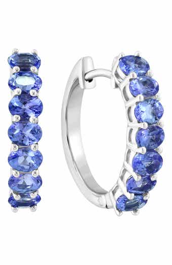 Sterling Silver Tanzanite Hoop Earrings