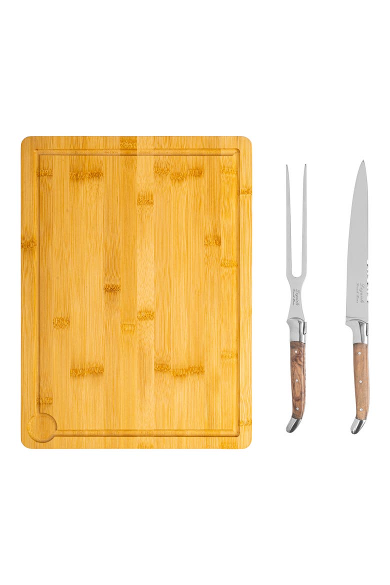 Laguiole Carving Board & Tools Set, Main, color, OLIVE WOOD/ BROWN