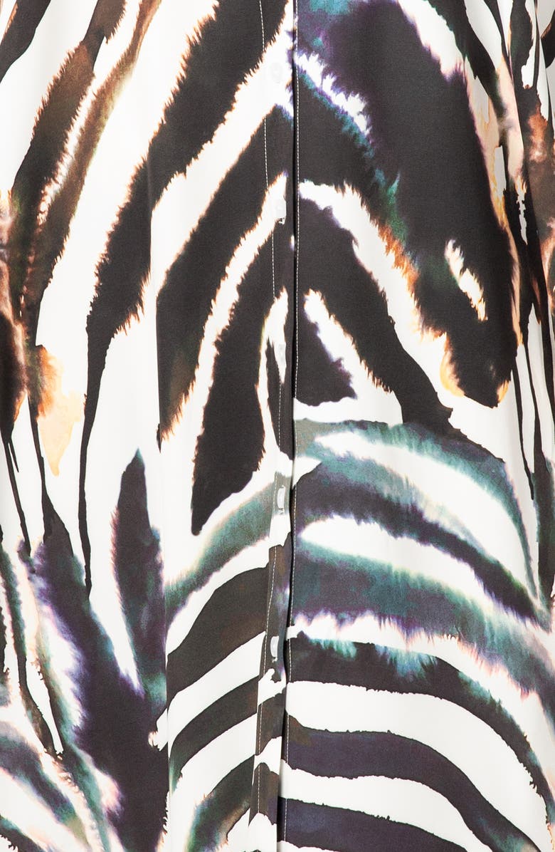 BUXOM COUTURE Drape Maxi Shirtdress, Alternate, color, White Multi