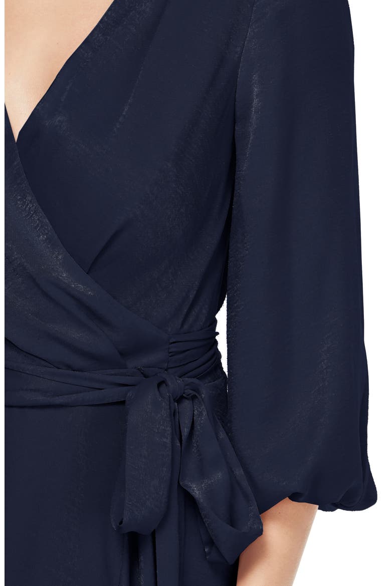 Jennifer Shimmer Satin Wrap Dress, Alternate, color, NAVY
