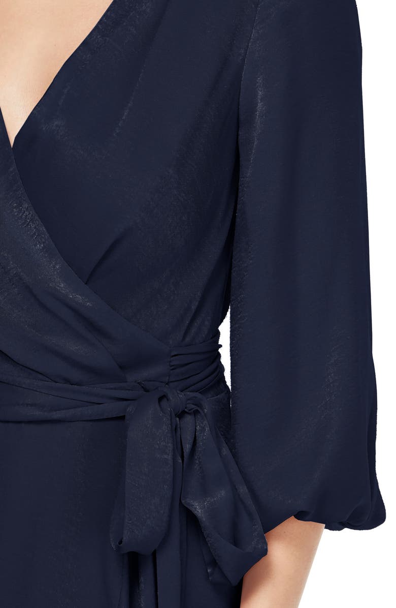 Gal Meets Glam Collection Jennifer Shimmer Satin Wrap Dress, Alternate, color, 