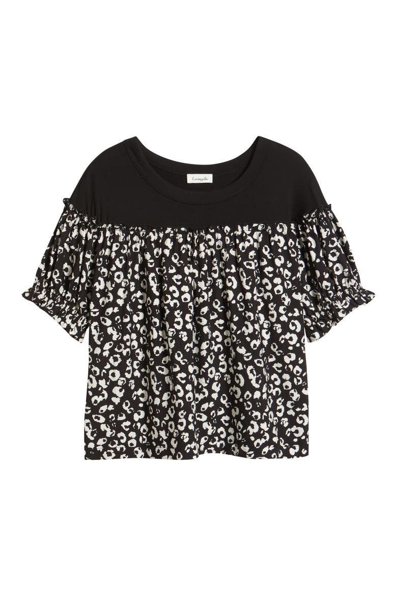 Contrast Yoke Top, Alternate, color, BLACK/ BEIGE