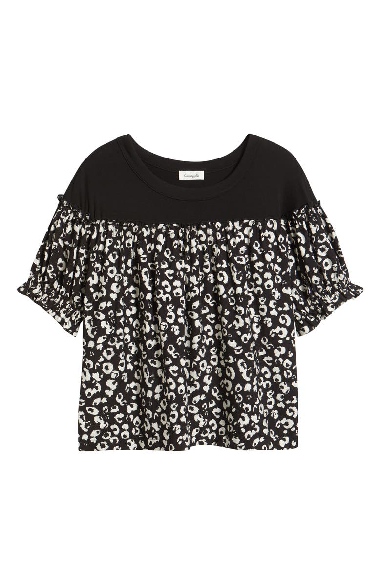 Loveappella Contrast Yoke Top, Alternate, color, Black/ Beige