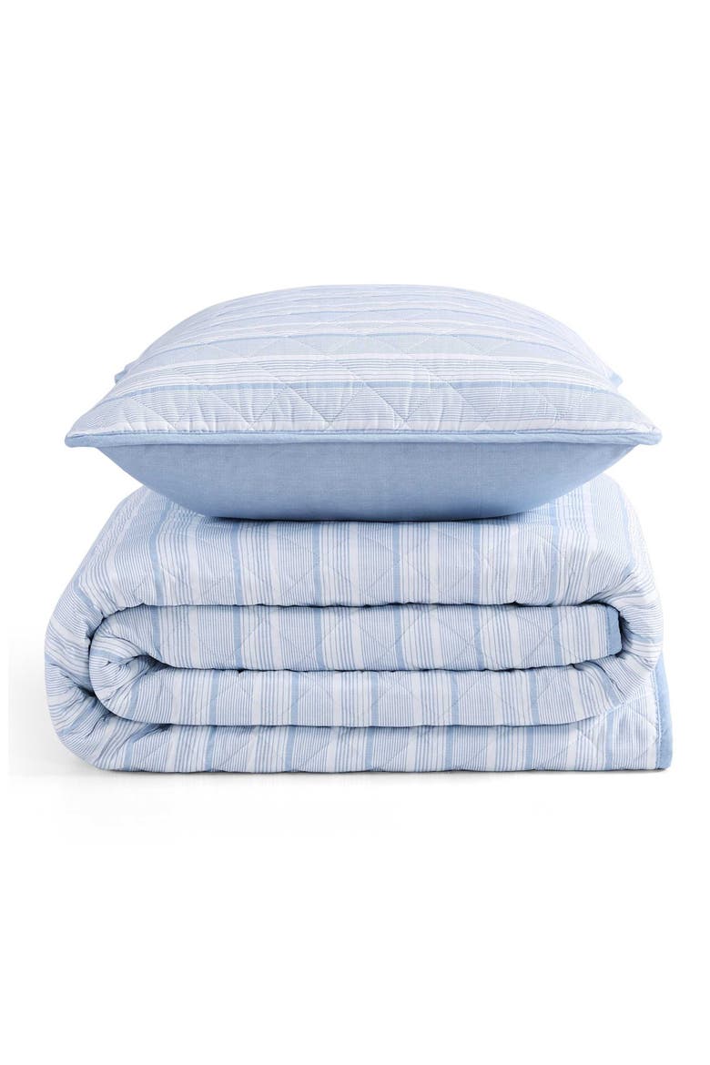 Sailing Stripe Quit & Shams Set, Main, color, WHITE/ DARK KENTUCKY BLUE